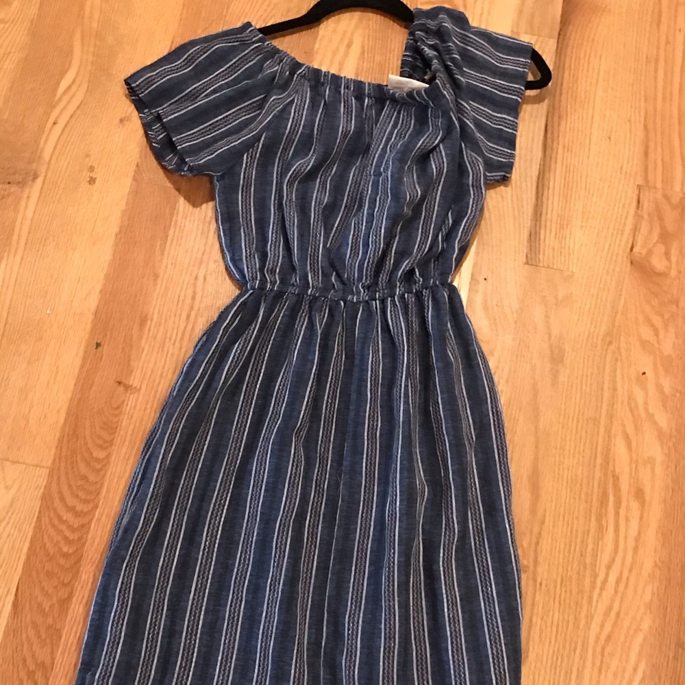 Blue and white dress